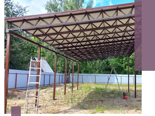 Односкатные навесы под ключ в Дальнегорске — изготовление и монтаж