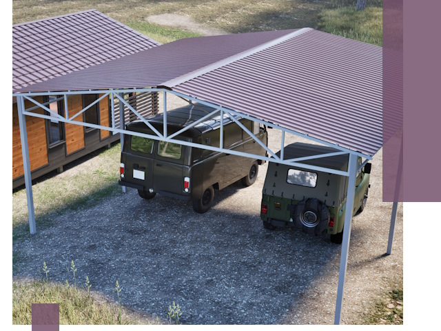 Двускатные навесы под ключ в Дальнегорске — изготовление и монтаж